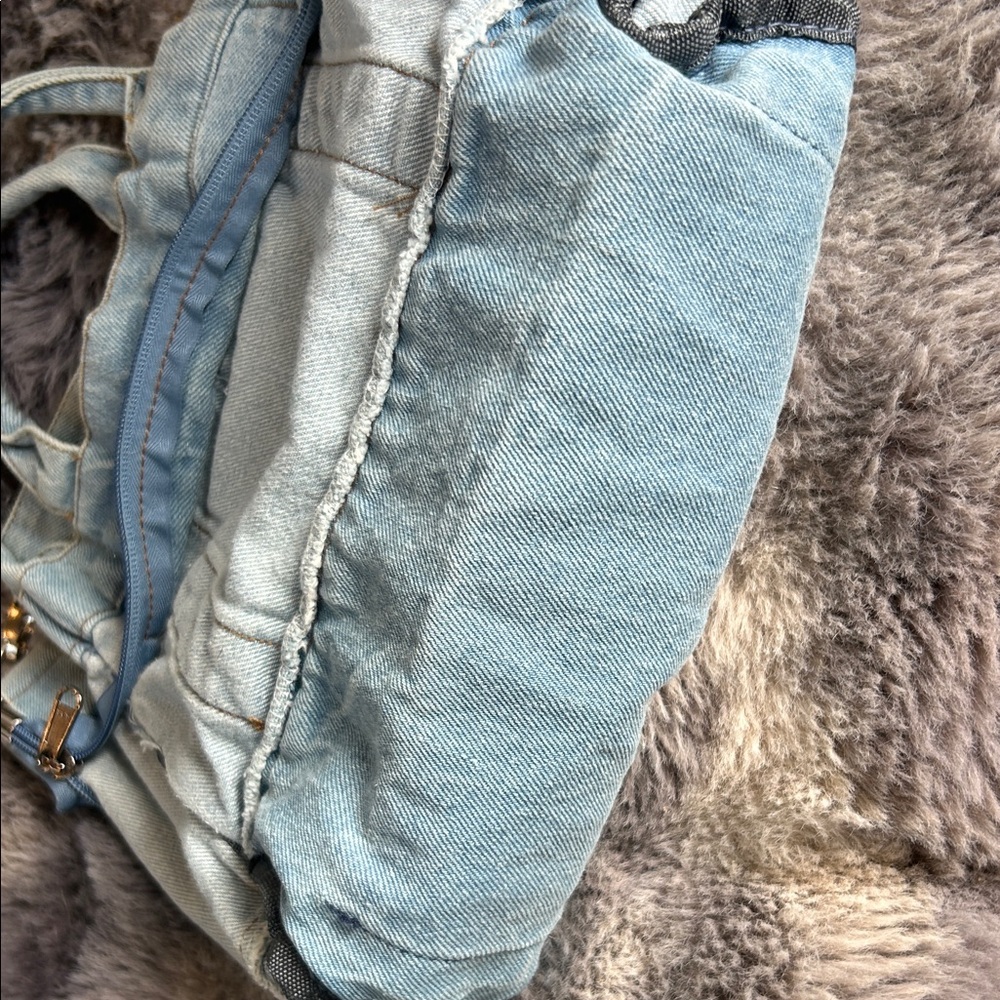 Light Blue Denim Crossbody Bag with handles and Removable Strap - Picture 13 of 13